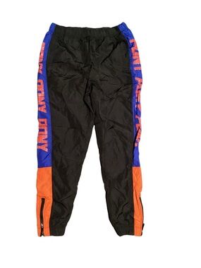 Pony Black Track Pants with Blue & Orange Side Panels